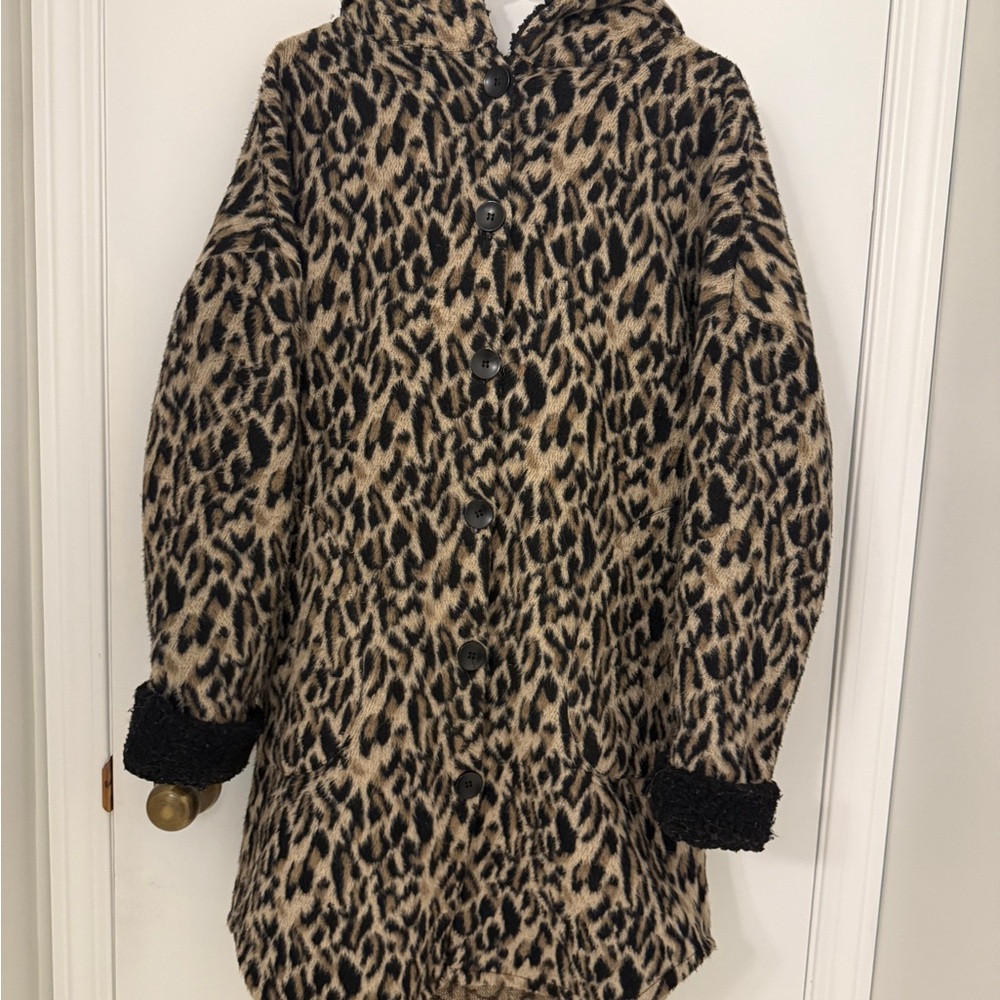 Oversized Leopard Print Overcoat